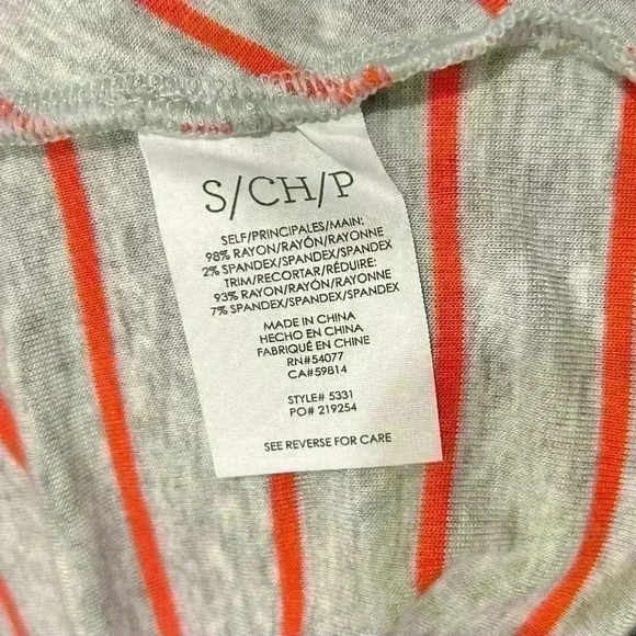 CAbi Gray Orange Stripe Ruffle Tank Top Sleeveless Shirt Peplum  #5331 Size S - Picture 3 of 7